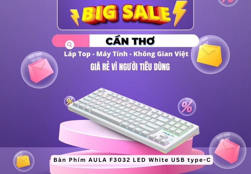 Keyboard AULA F3032 LED White USB type-C Chính hãng Tại Cần Thơ